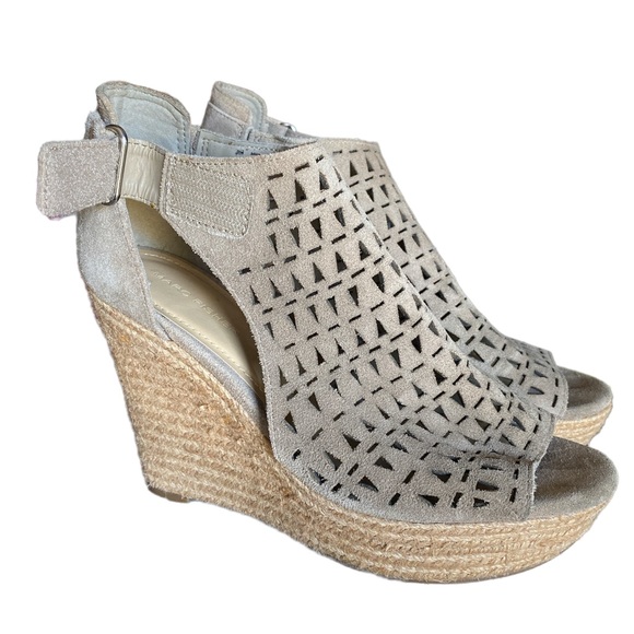 Marc Fisher Shoes - Marc Fisher Helina Platform Peep-Toe Wedge Sandals Taupe Women’s Size 9